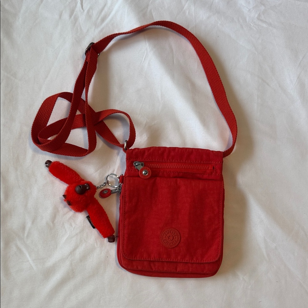 Kipling Red Crossbody Bag with Charm